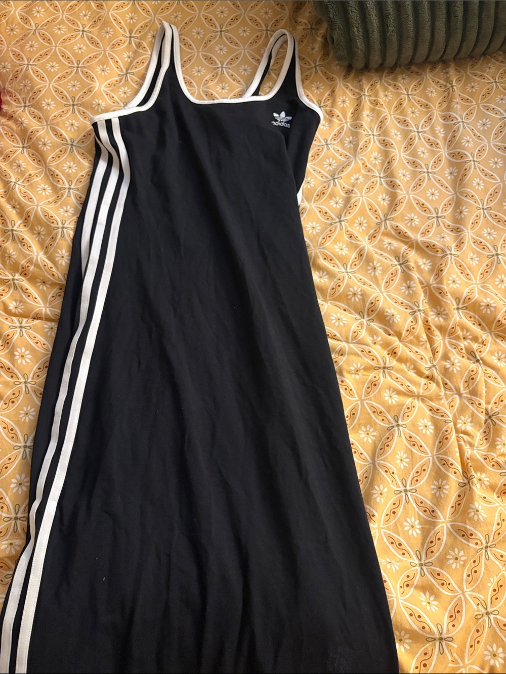 adidas Black Maxi Tank Dress with White Side Stripes
